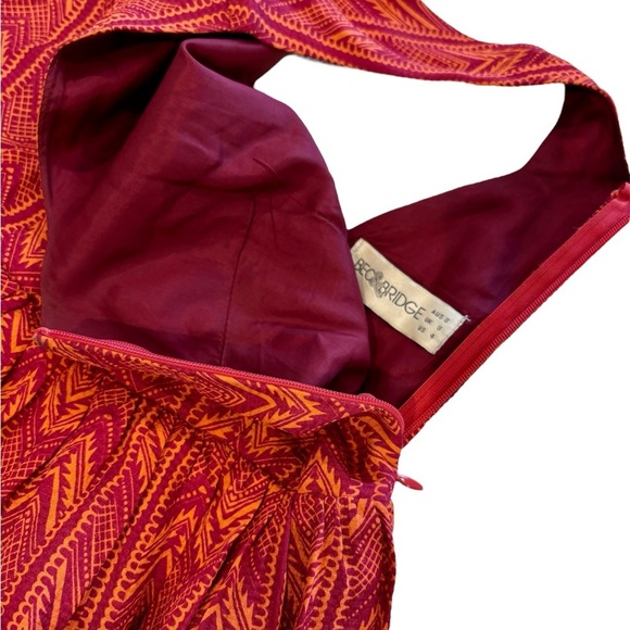Bec & Bridge Silk Open Back Red Orange Mini Dress - Picture 5 of 7